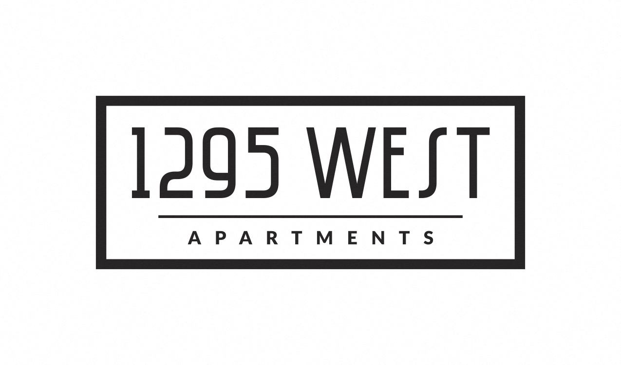 a logo with the words 195 west apartments on a white background